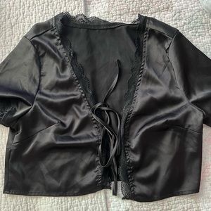 black silk and lace coverup, great for special occasions